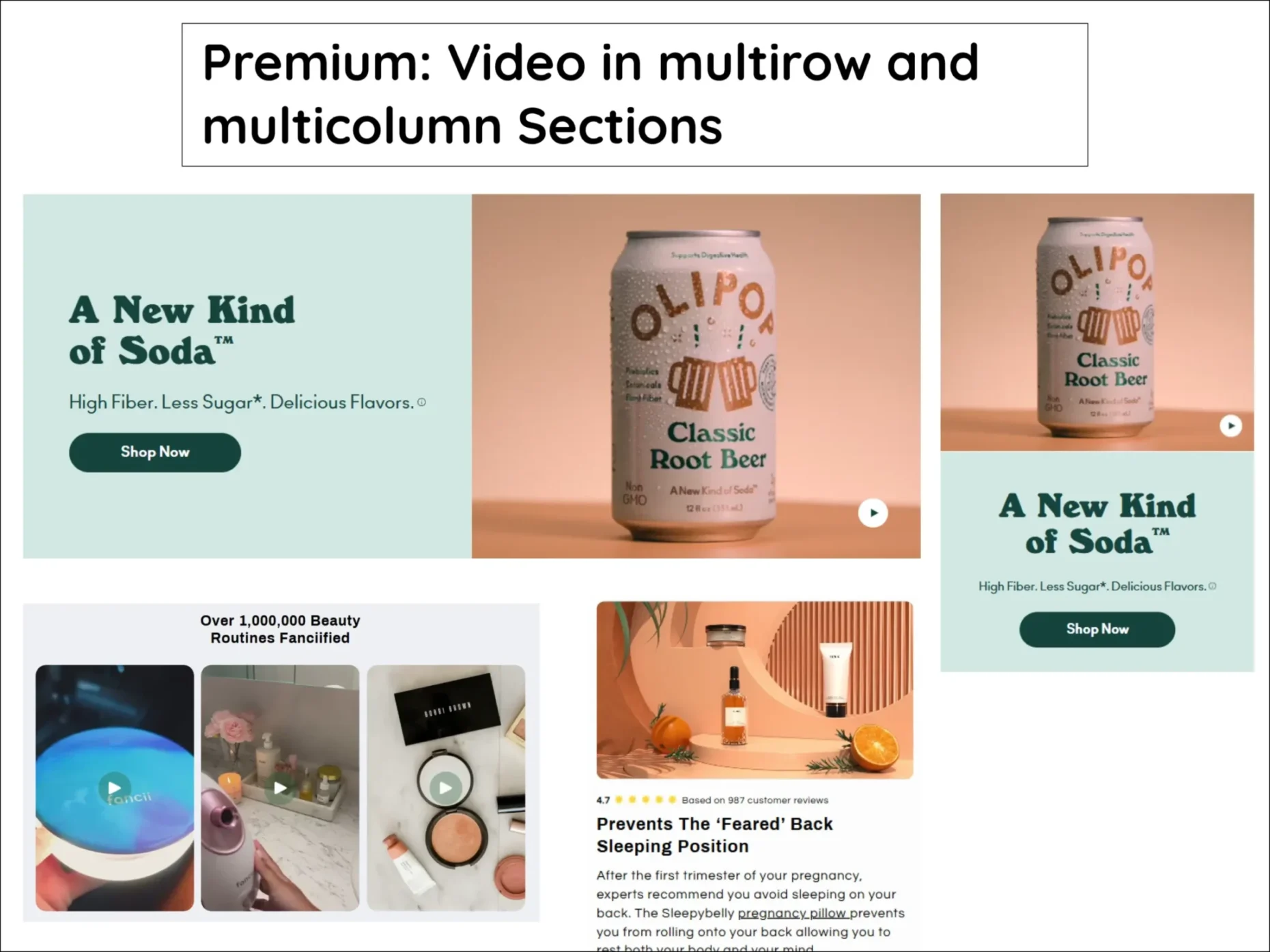 Video in multirow and multicolumn in Shopify