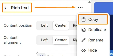 Copy a Shopify Section