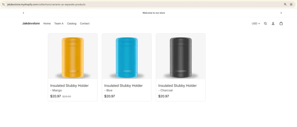 Show Variants As Separate Products Shopify